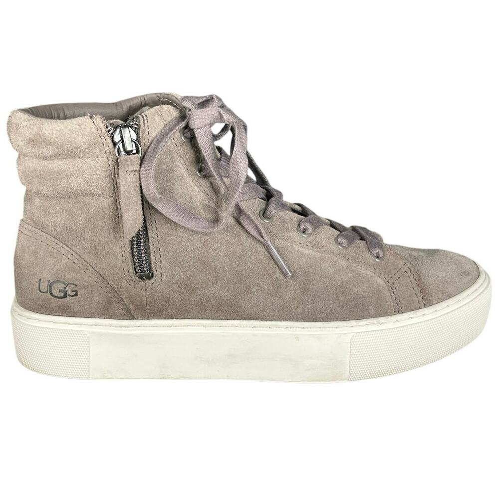 UGG Women’s Olli Taupe Suede Side Zip High Top Sneaker Boot Size US 6.5